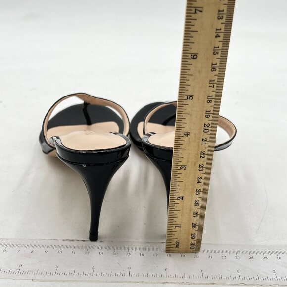 Milooey Black Flip Flop Sandals Slip on High Heel Mules Round Toe Slides Slipper - Picture 4 of 7